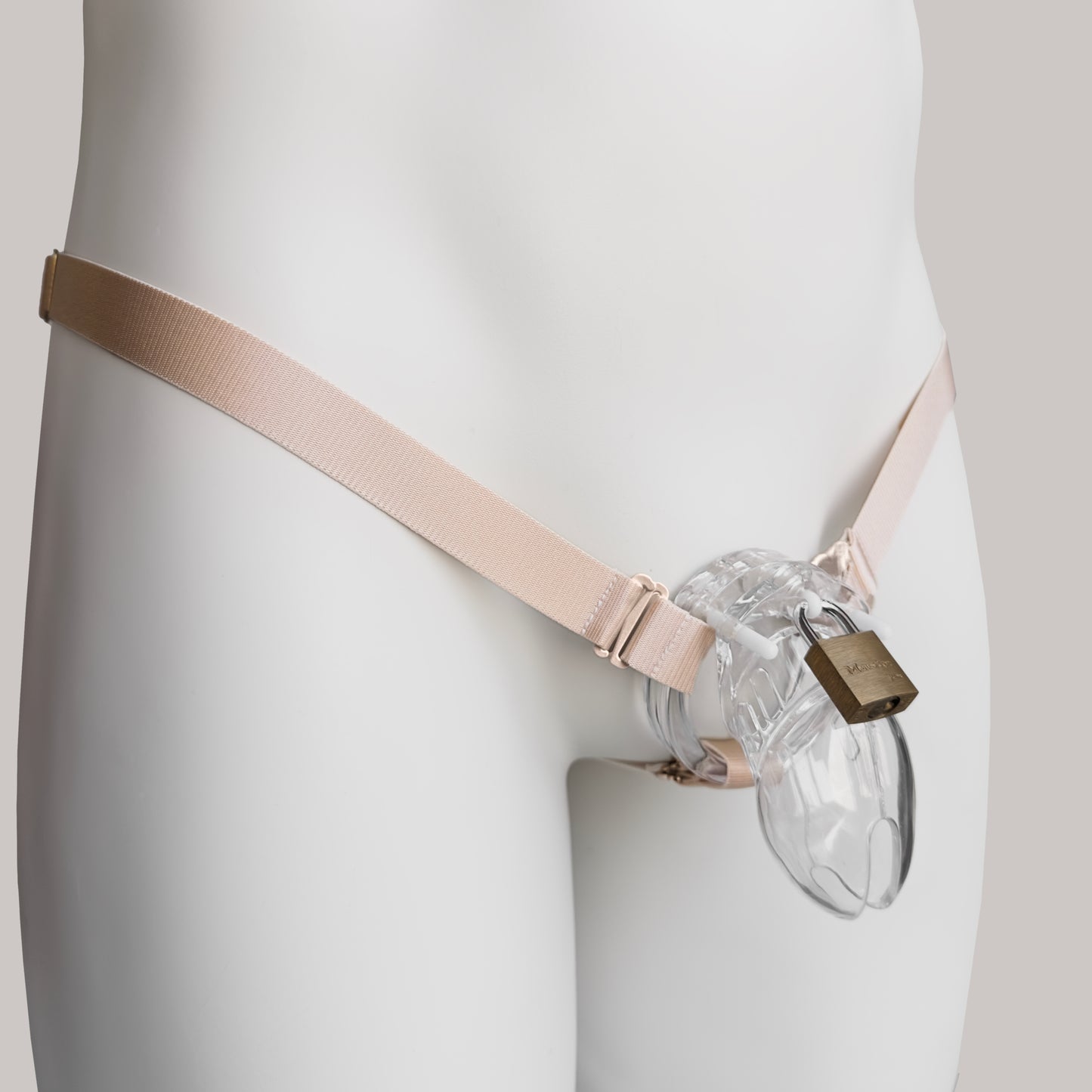 Monochrome Three Straps Support Belt For Chastity Cage (Beige)