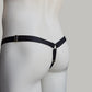 Male Bow Three Straps Chastity Cage Support Belt Black