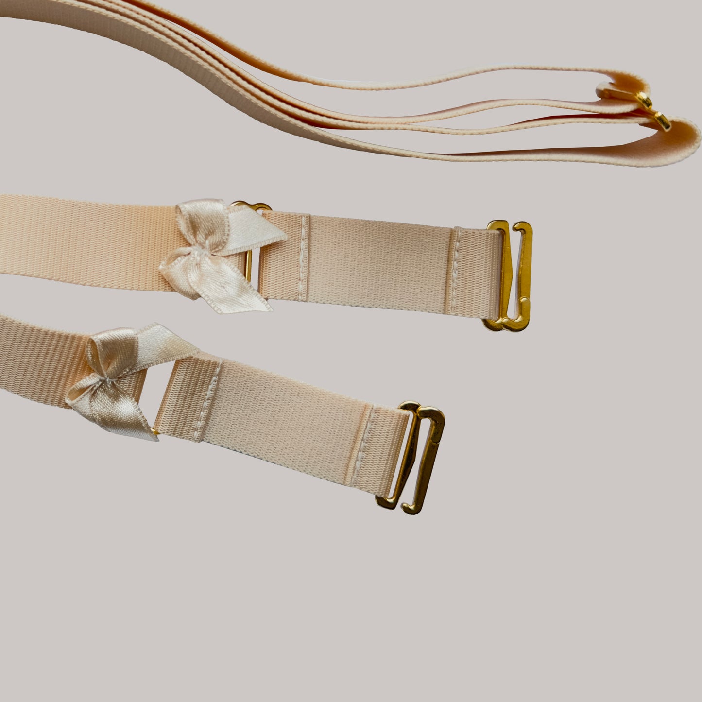 Male Two Straps Bow Chastity Cage Belt Beige