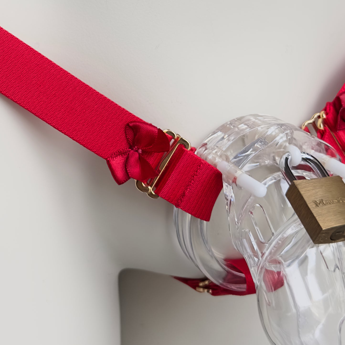 Sissy Three Straps Support Belt For Chastity Cage (Red)