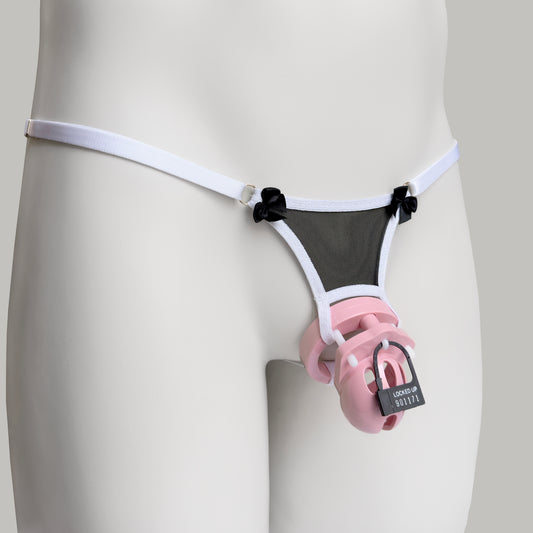 Non-removable Thong For Chastity Cage (French Maid)