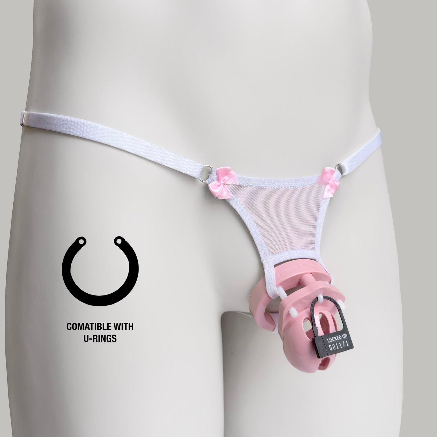 Non-removable Thong For Chastity Cage (French Maid Pink)