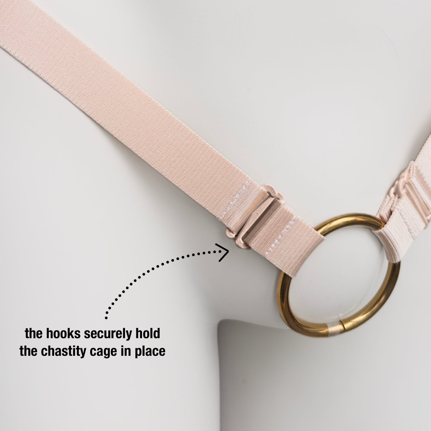 Monochrome Two Straps Support Belt For Chastity Cage (Beige)