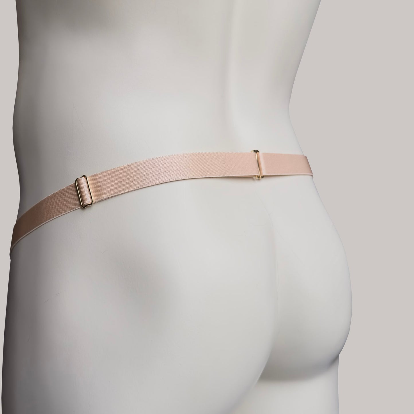Male Two Straps Chastity Cage Belt Beige
