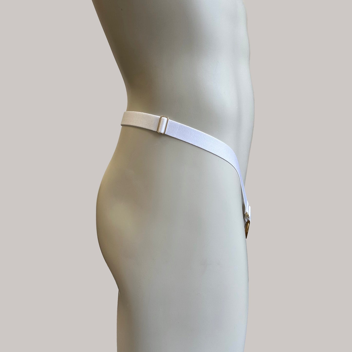 Male Two Straps Chastity Cage Holder White