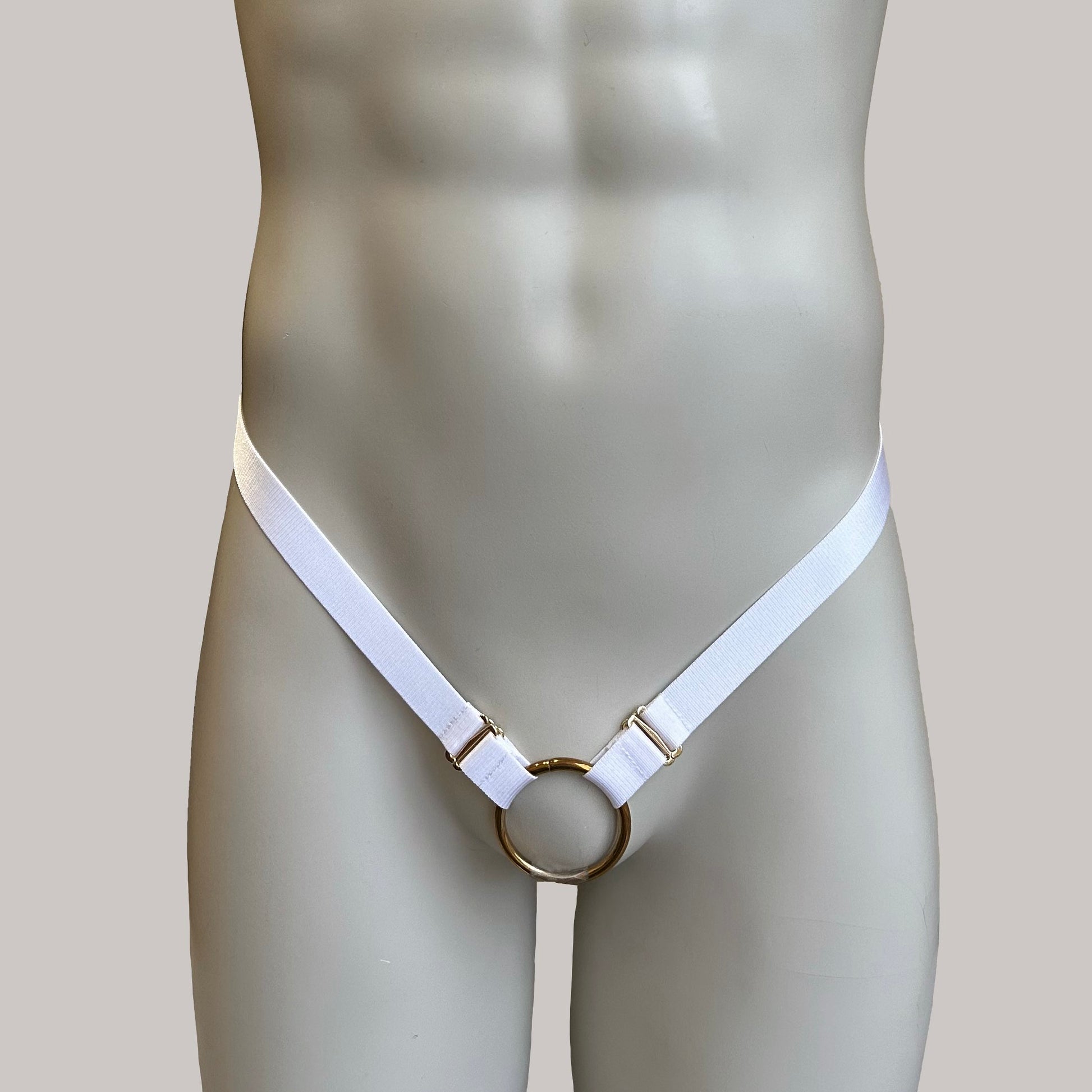 Chastity Cage Anti-falling Universal Waist Strap, White Two Strap Adjustable Elastic Belt