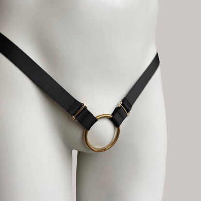 Male Two Straps Chastity Cage Belt Black