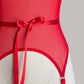 Mesh Basque With Ribbons "Iris" Red