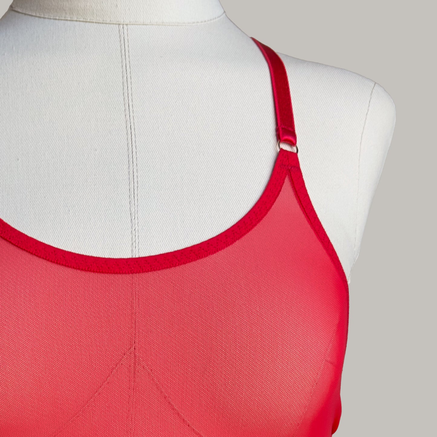 Mesh Basque With Ribbons "Iris" Red