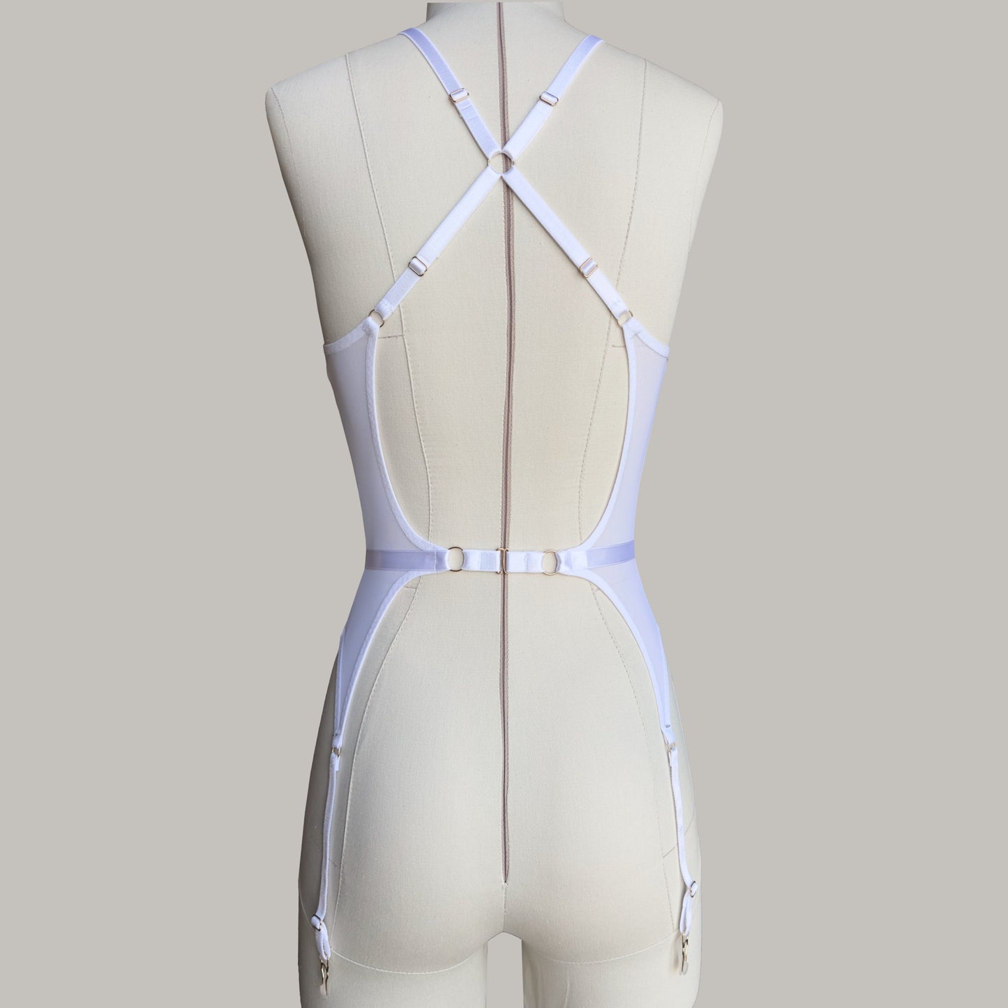 Mesh Basque With Ribbons "Iris" White