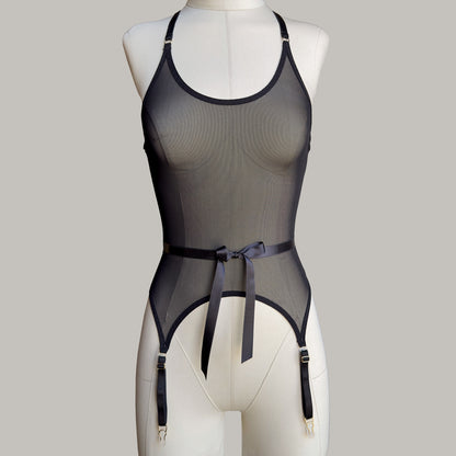 Mesh Basque With Ribbons "Iris"