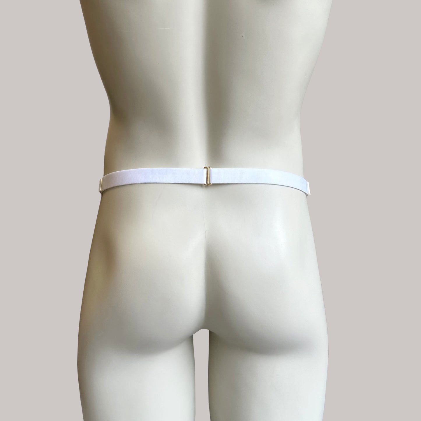 Male Two Straps Chastity Cage Belt White