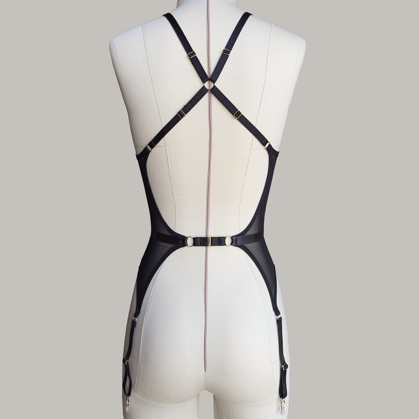 Mesh Basque With Ribbons "Iris"