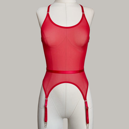 Mesh Basque "Mistress" Red