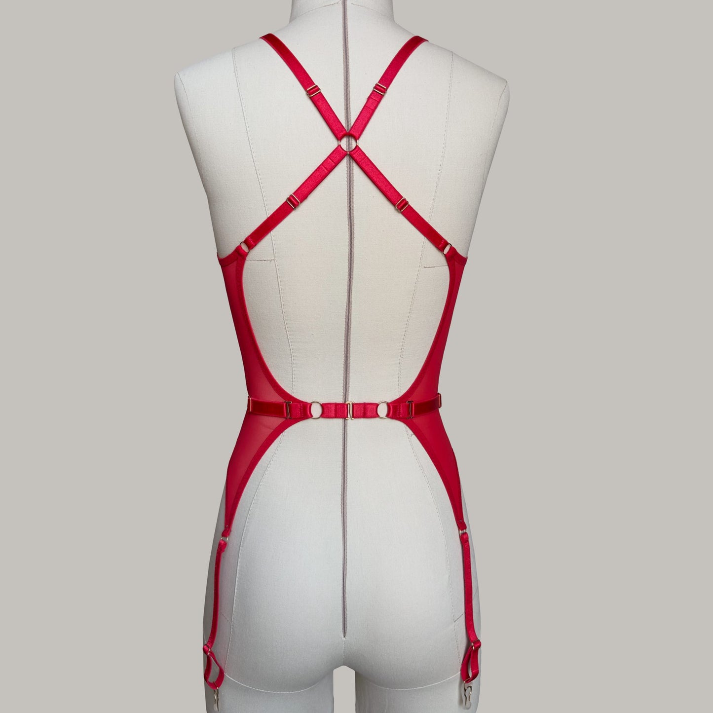 Mesh Basque "Mistress" Red