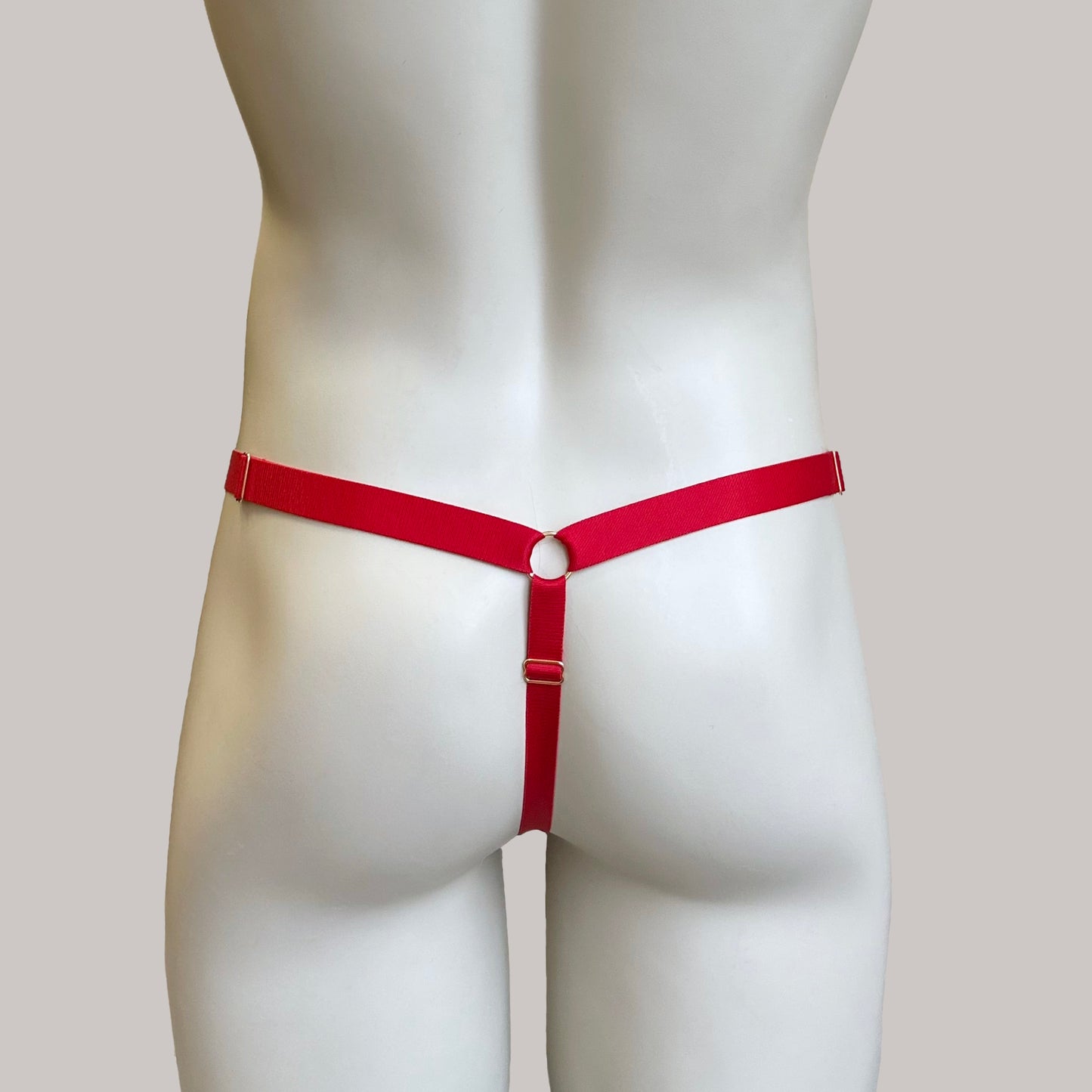 Male Three Straps Thong Chastity Cage Holder White