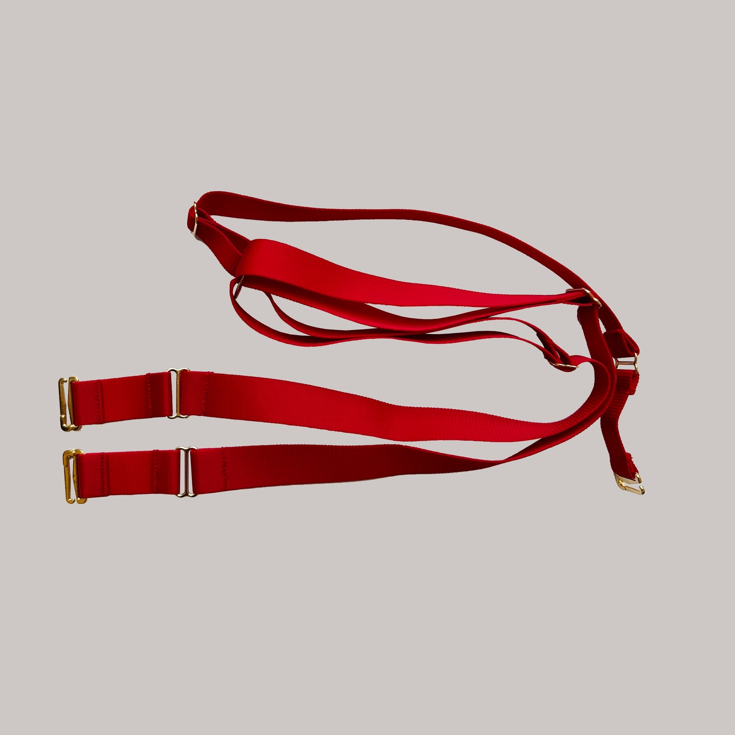 Male Three Straps Thong Chastity Cage Belt Red