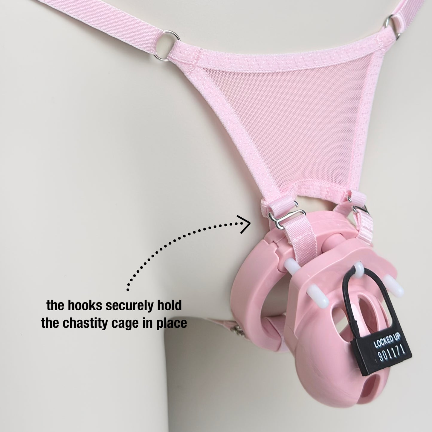 Mesh Support Thong For Chastity Cage (Pink)
