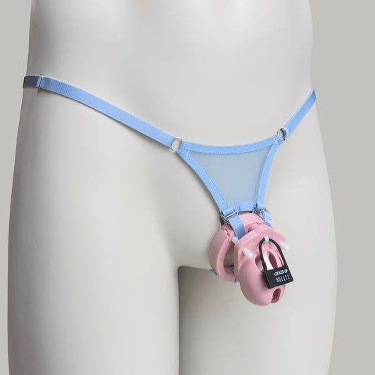 Mesh Support Thong For Chastity Cage (Sky Blue)