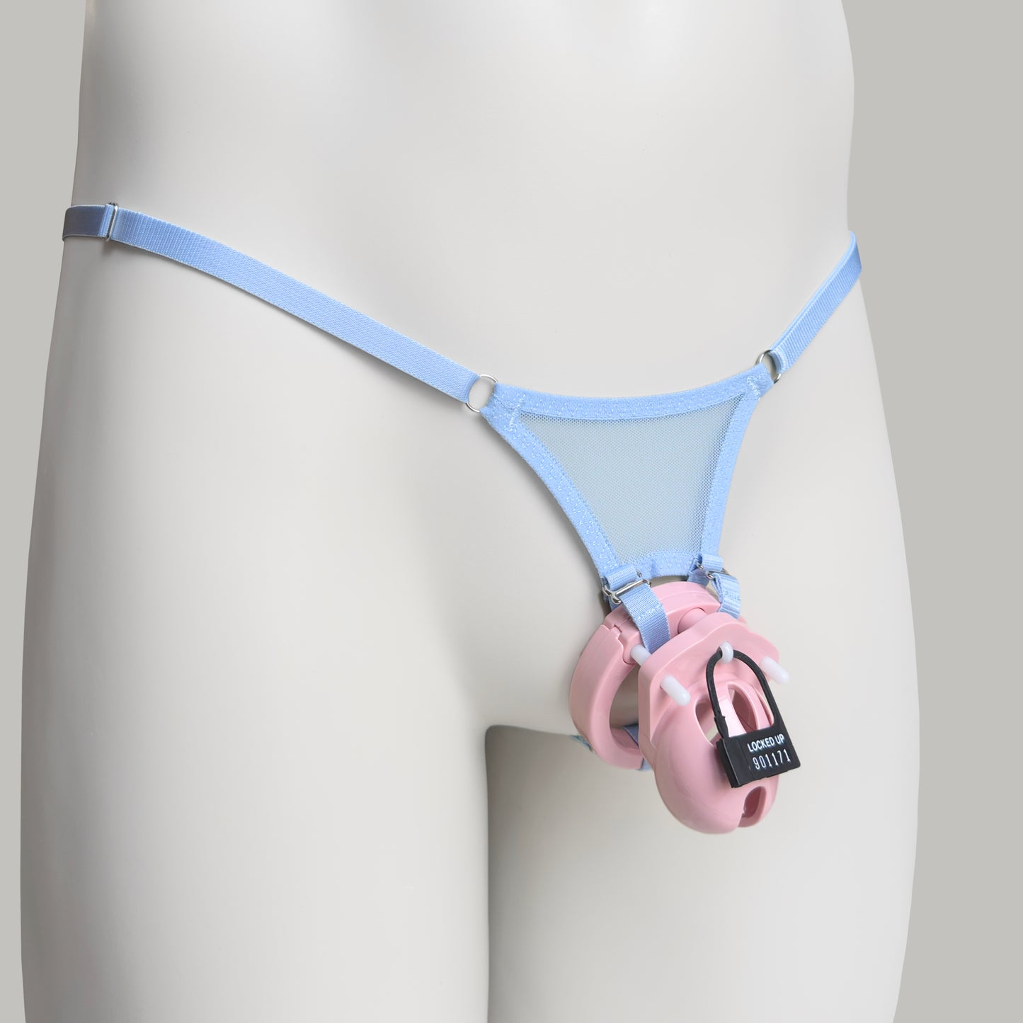 Mesh Support Thong For Chastity Cage (Sky Blue)
