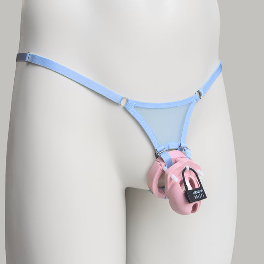 Mesh Support Thong For Chastity Cage (Sky Blue)