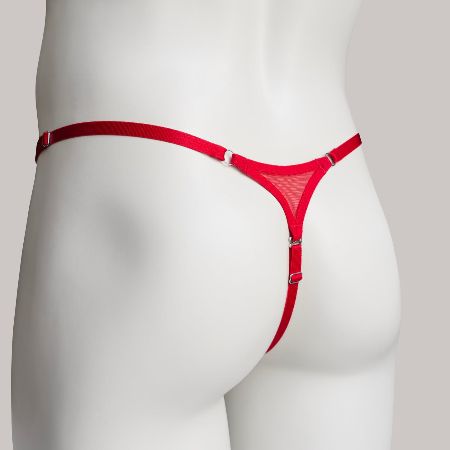 Mesh Support Thong For Chastity Cage (Red)