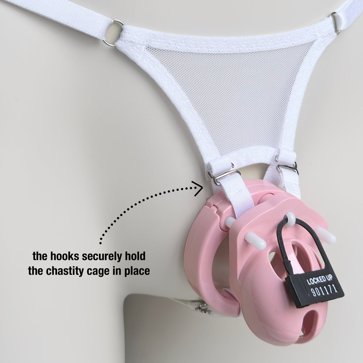 Mesh Support Thong For Chastity Cage (White)