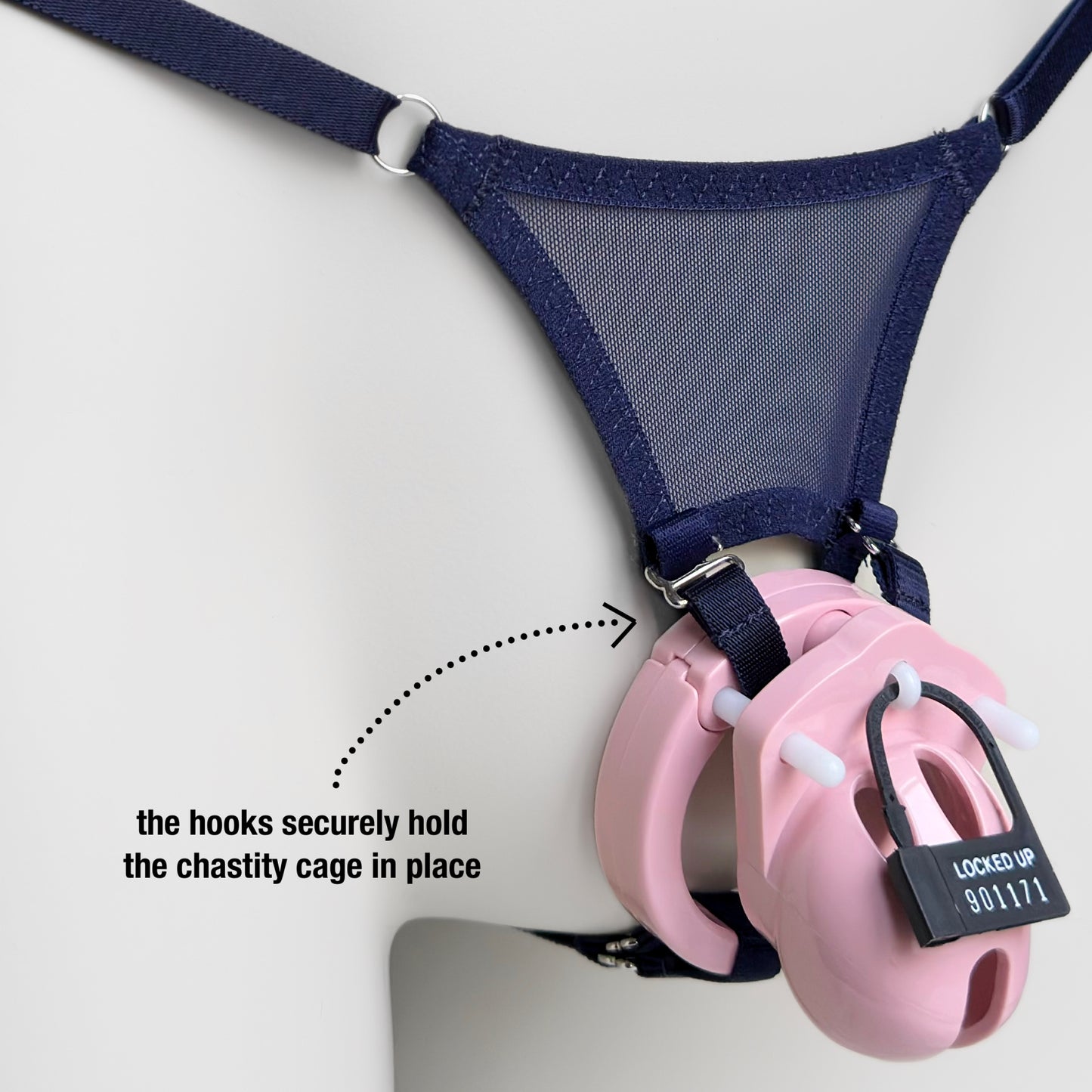 Mesh Support Thong For Chastity Cage (Navy)