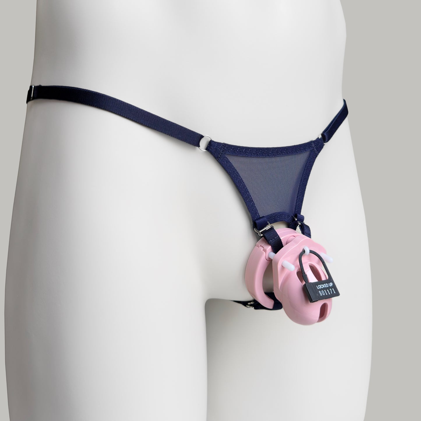 Mesh Support Thong For Chastity Cage (Navy)
