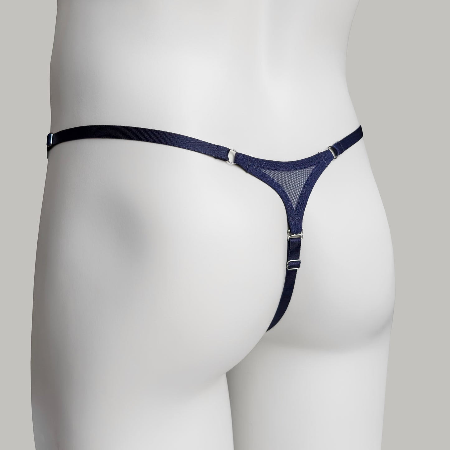 Mesh Support Thong For Chastity Cage (Navy)
