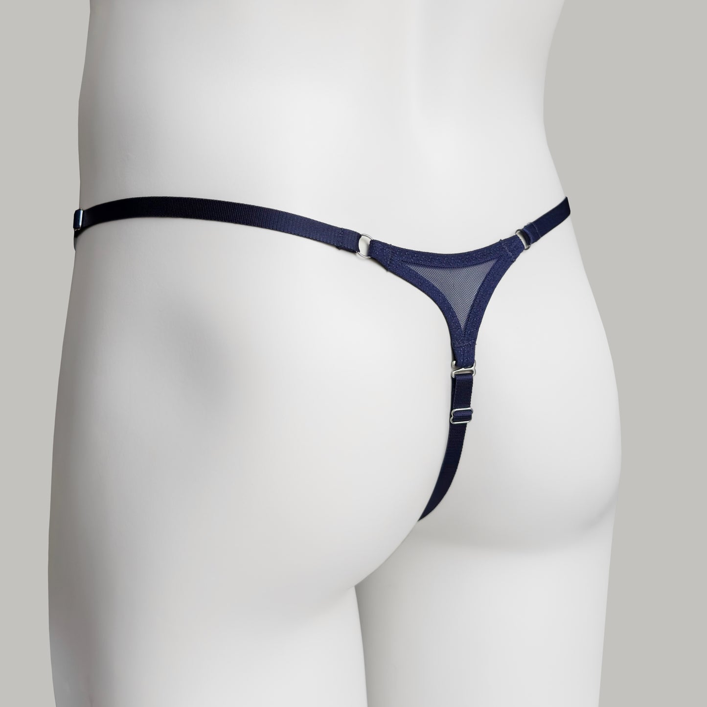 Mesh Support Thong For Chastity Cage (Navy)