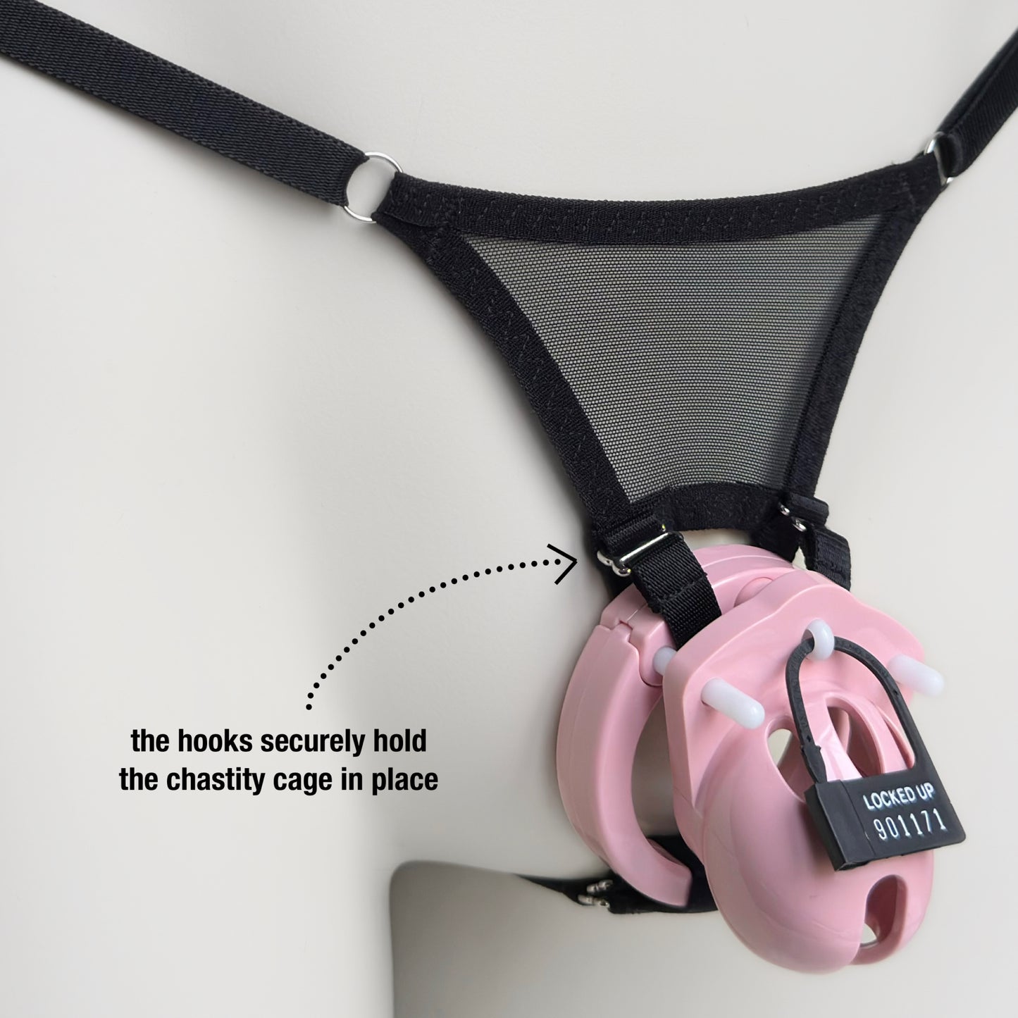 Mesh Support Thong For  Chastity Cage (Black)