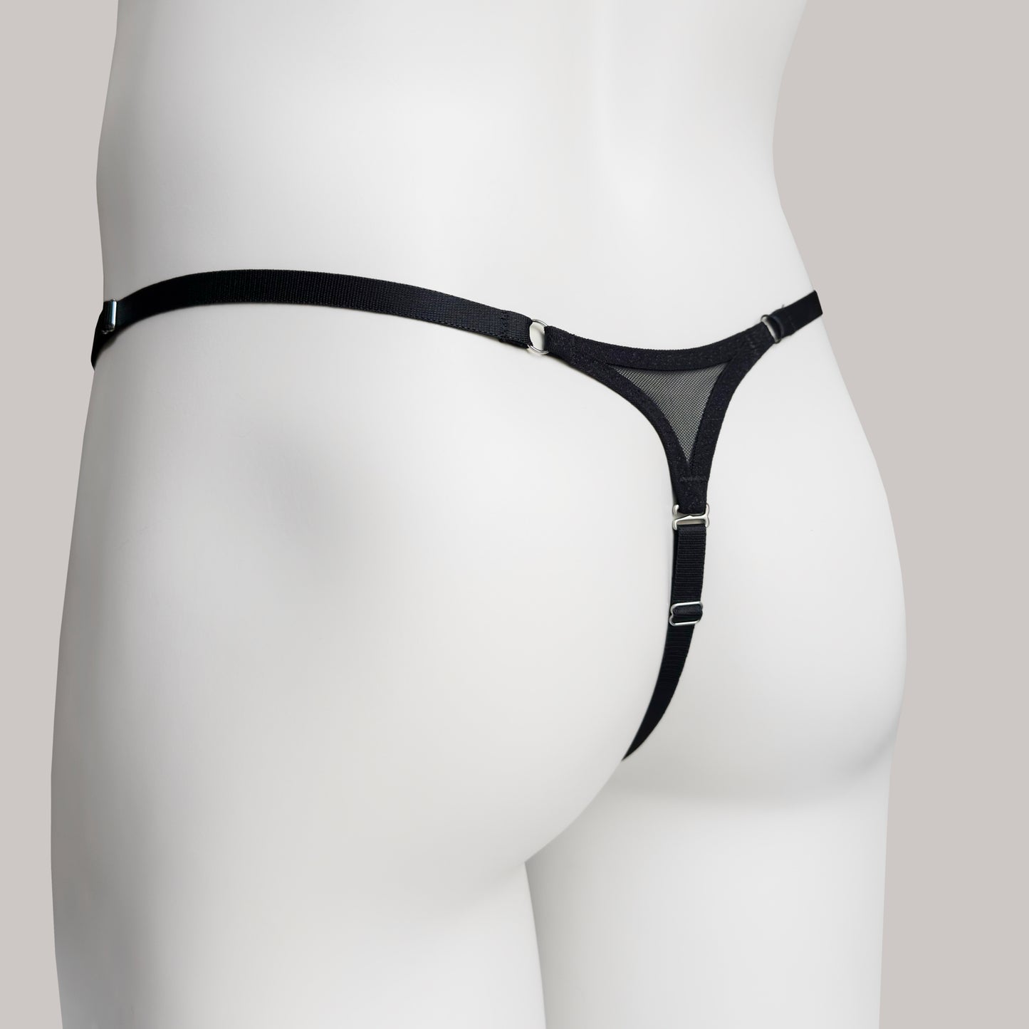 Mesh Support Thong For  Chastity Cage (Black)