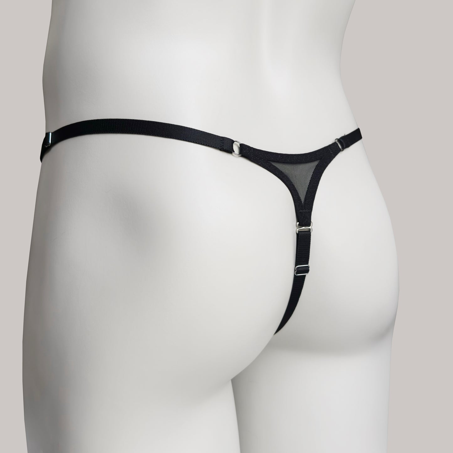 Mesh Support Thong For  Chastity Cage (Black)