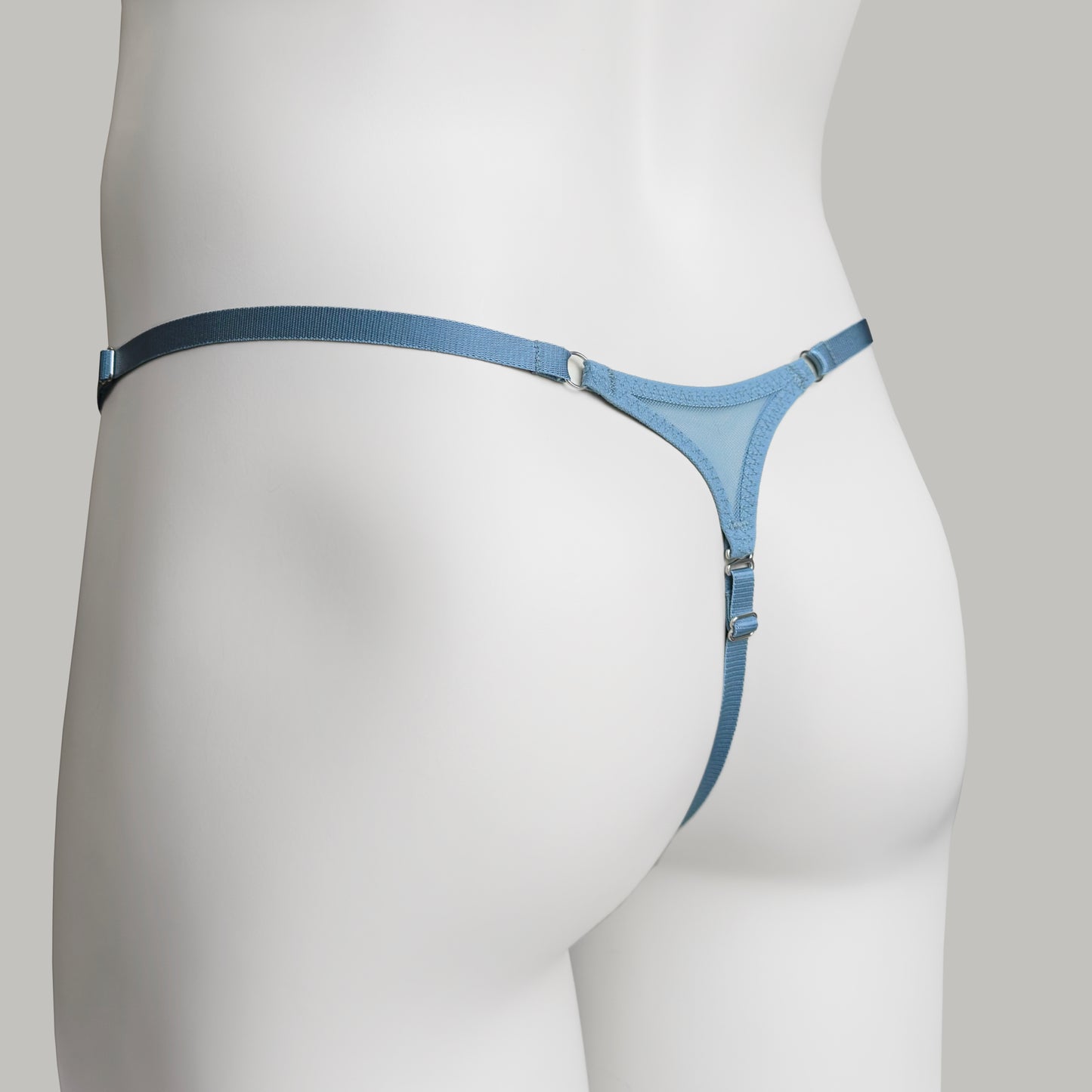 Mesh Support Thong For Chastity Cage (Dusty Blue)