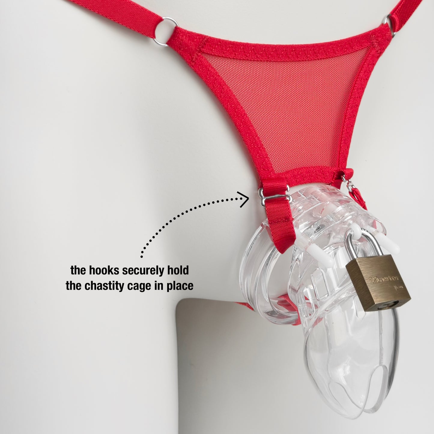 Mesh Support Thong For Chastity Cage (Red)