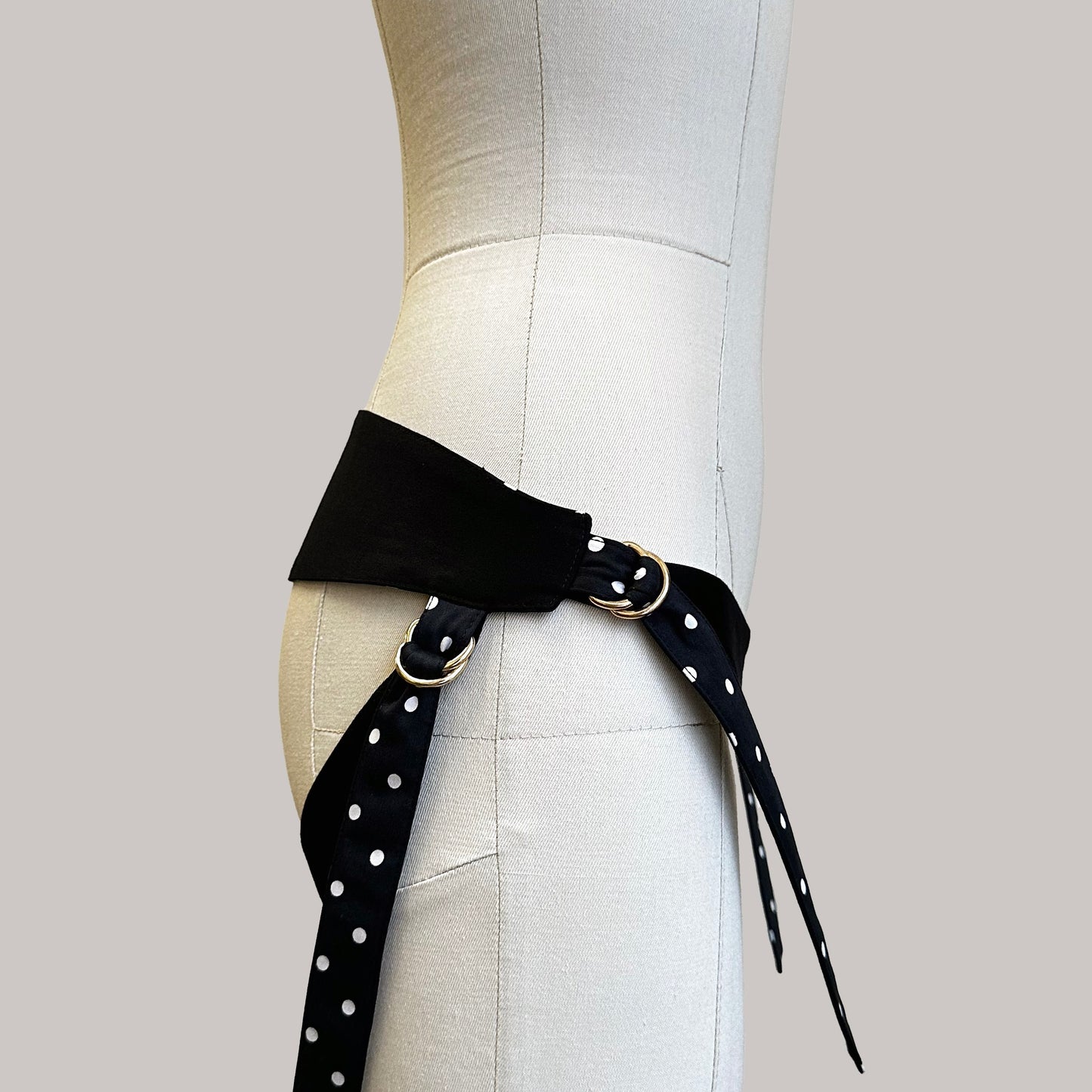 Classic Two Sides Polka Dot Velcro Mid Rise Strap-On Harness