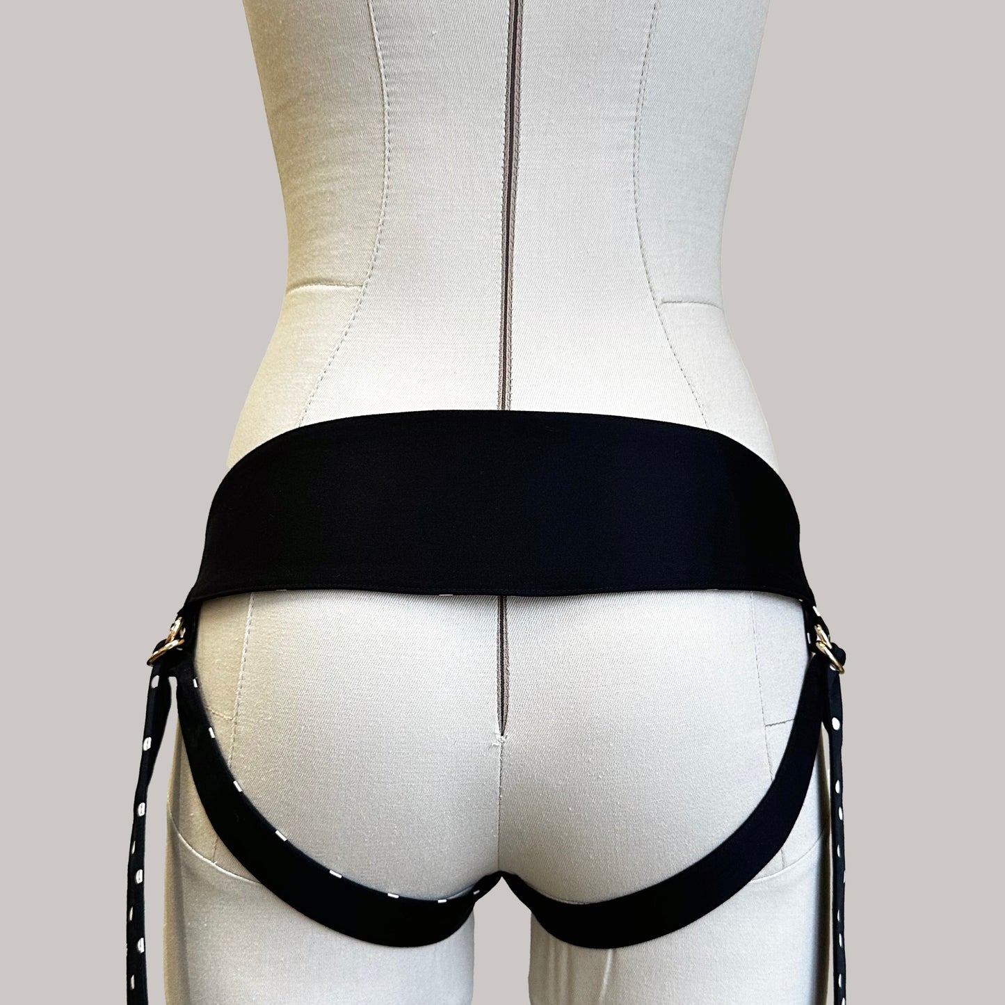 Classic Two Sides Polka Dot Velcro Mid Rise Strap-On Harness