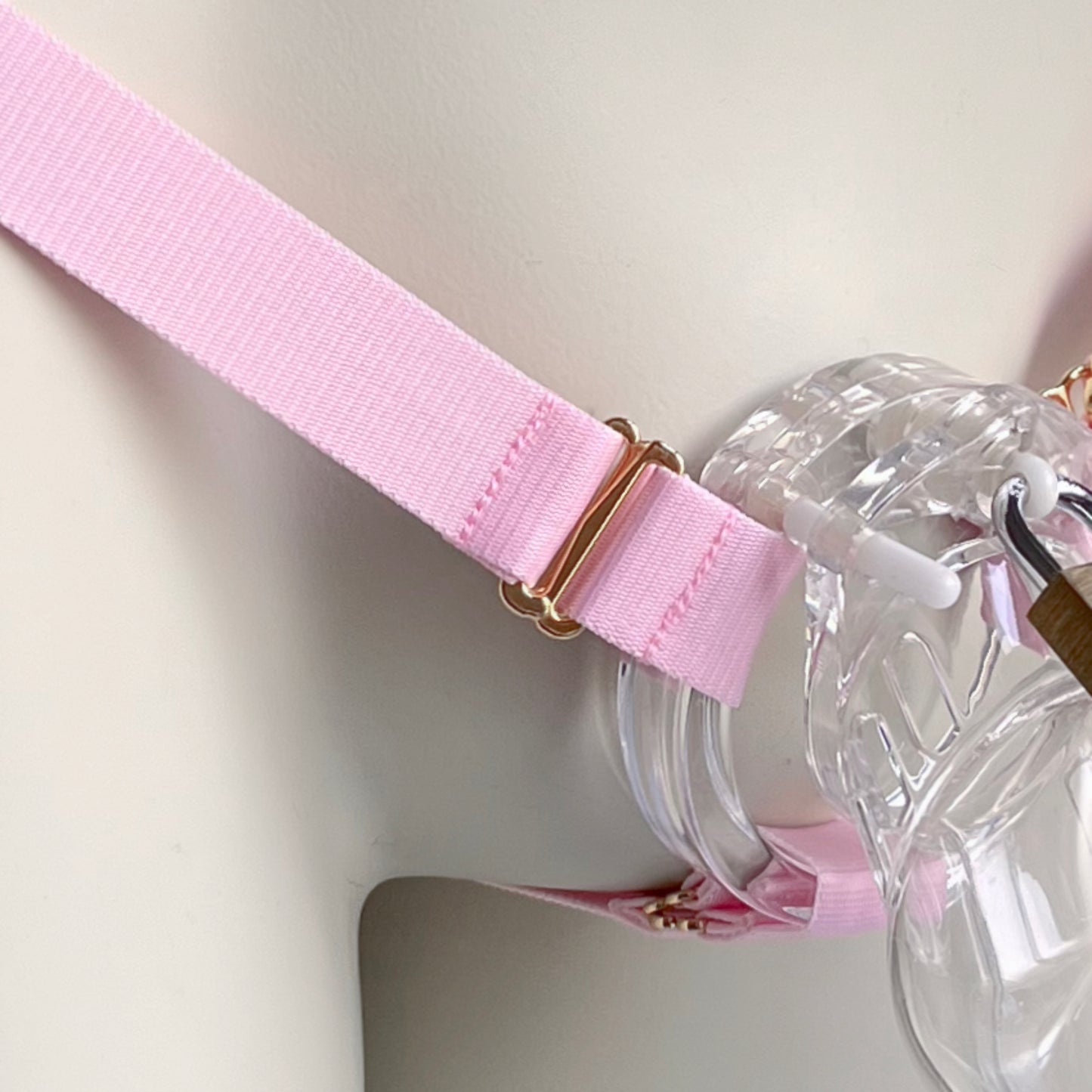 Male Three Straps Chastity Cage Support Belt Pink