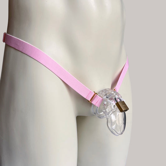 Male Two Straps Chastity Cage Belt Pink