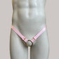 Male Two Straps Bow Chastity Cage Belt Pink
