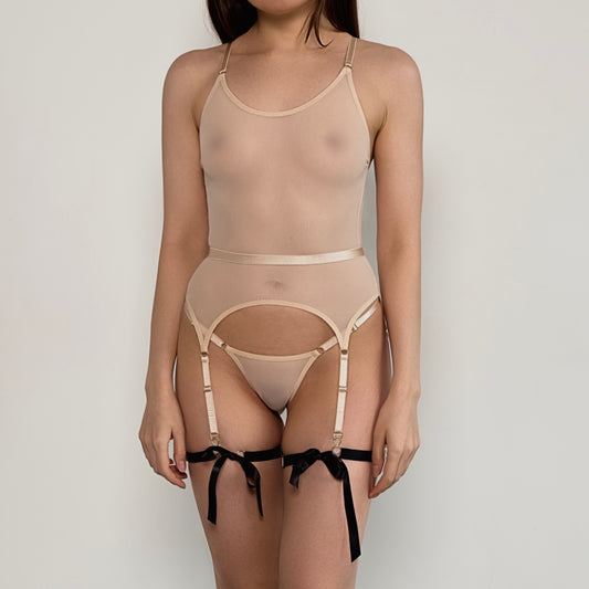 Mesh Basque "Mistress" Beige