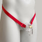 Two Straps Sissy Chastity Cage Support Belt (Red)