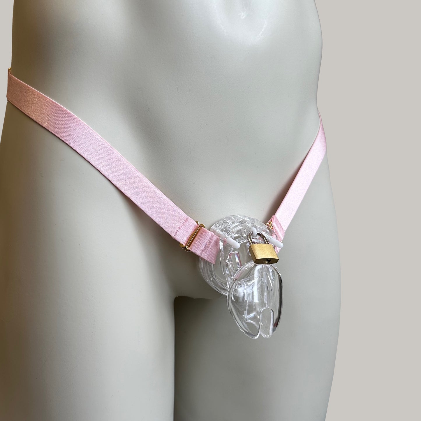 Male Two Strap Chastity Cage Holder Pink
