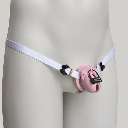 Sissy Three Straps Support Belt For Chastity Cage (Black and White)