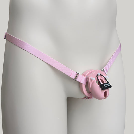 Three Straps Support Belt For Chastity Cage (Pink)