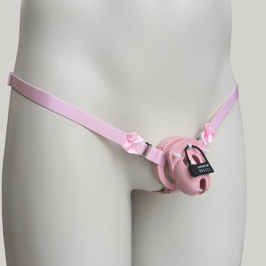 Sissy Three Straps Support Belt For Chastity Cage (Pink)