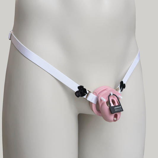 Sissy Two Straps Support Belt For Chastity Cage (Black and White)