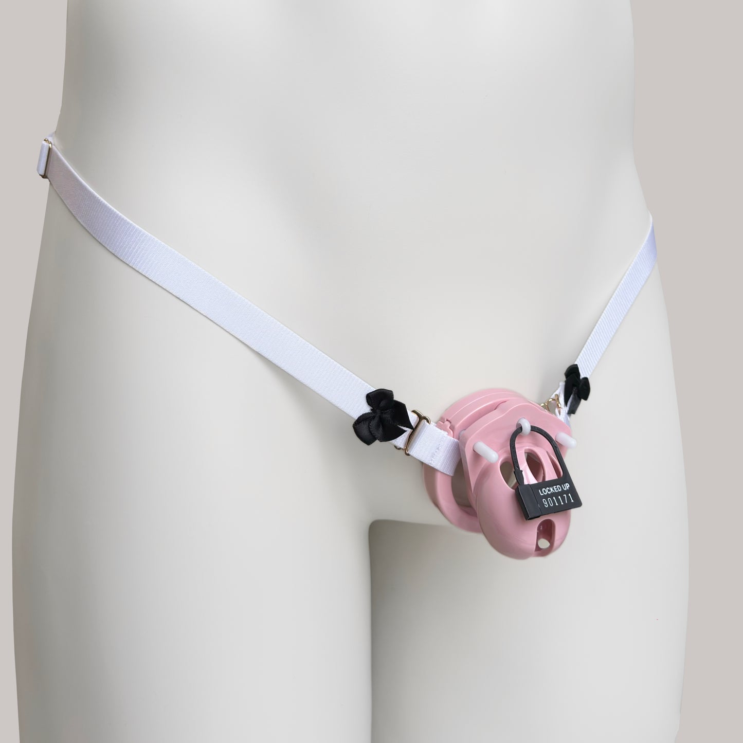Sissy Two Straps Support Belt For Chastity Cage (Black and White)