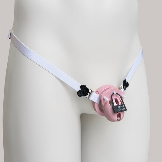 Sissy Two Straps Support Belt For Chastity Cage (Black and White)
